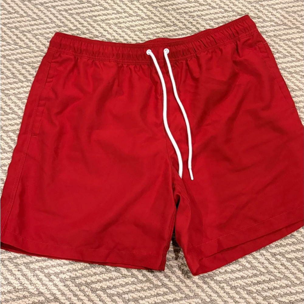 Amazon Essentials Men's Red Swim Trunks